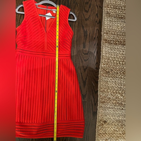 EUC J Crew Sleeveless Eyelet Fit & Flare Dress Flame Red Spring Easter Size 4 - Picture 5 of 7